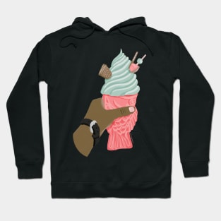 Blush and Mint Taiyaki Soft Serve Swirl Ice Cream in Jelly Gouache Hoodie